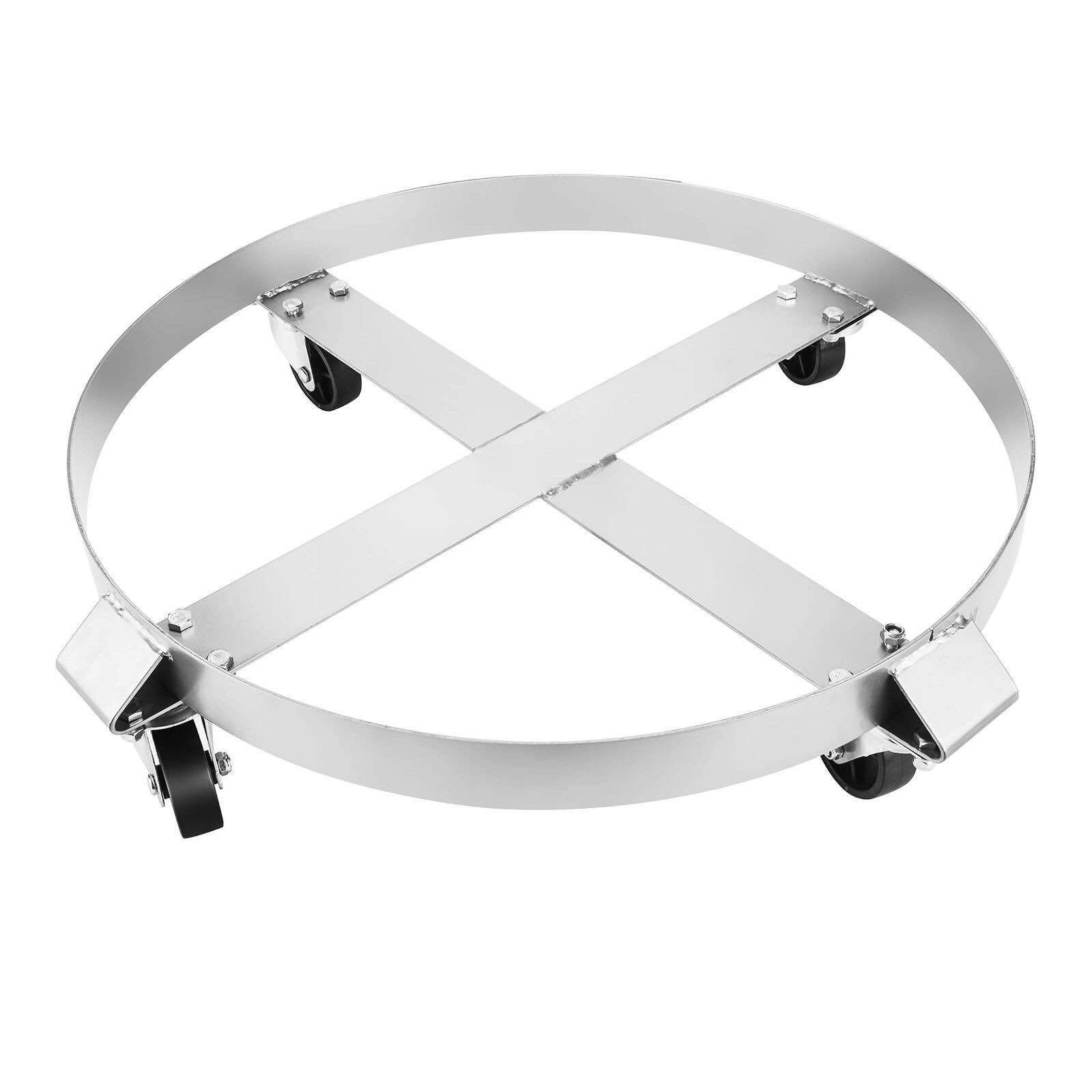 Pentagon 83-DT5493 55-Gallon Drum Heavy-Duty Steel Dolly with Cross Braces and 4 Caster Wheels – 1,000-Pound Capacity Tools, Light Gray