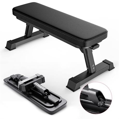 Finer Form Gym Quality Foldable Flat Bench for Mul