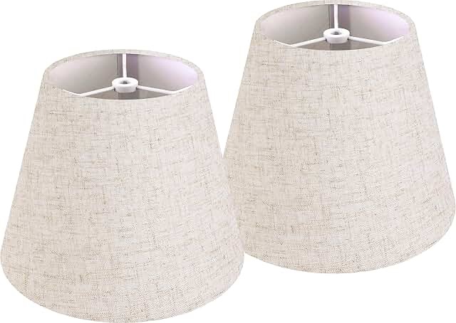 GOSO  Small Beige Lamp Shade for Table Lamps,Wall Mount Natural Fabric Drum Lamp Shade-5 * 9 * 6.4inch(Spider) Rustic Lampshades Replacement No Assembly Required-Modern Bell Shade( See Description)