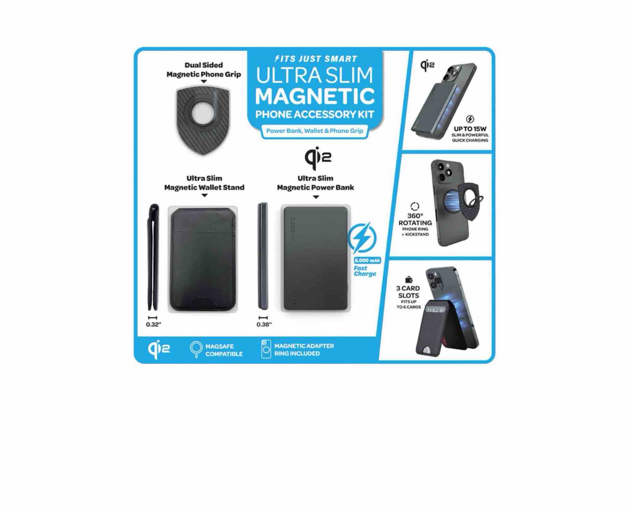 IJS Qi2 Ultra Slim Magnetic Phone Accessory Kit