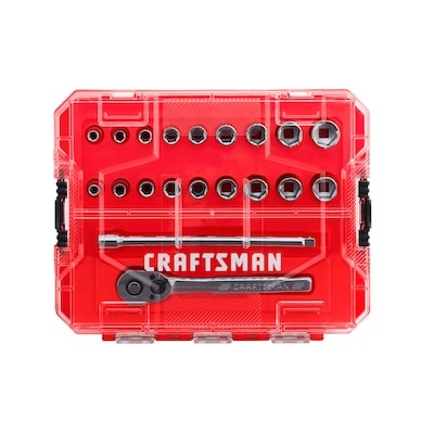CRAFTSMAN VERSASTACK 20 -Piece Standard (SAE) and Metric Polished chrome Mechanics Tool Set with Hard Case