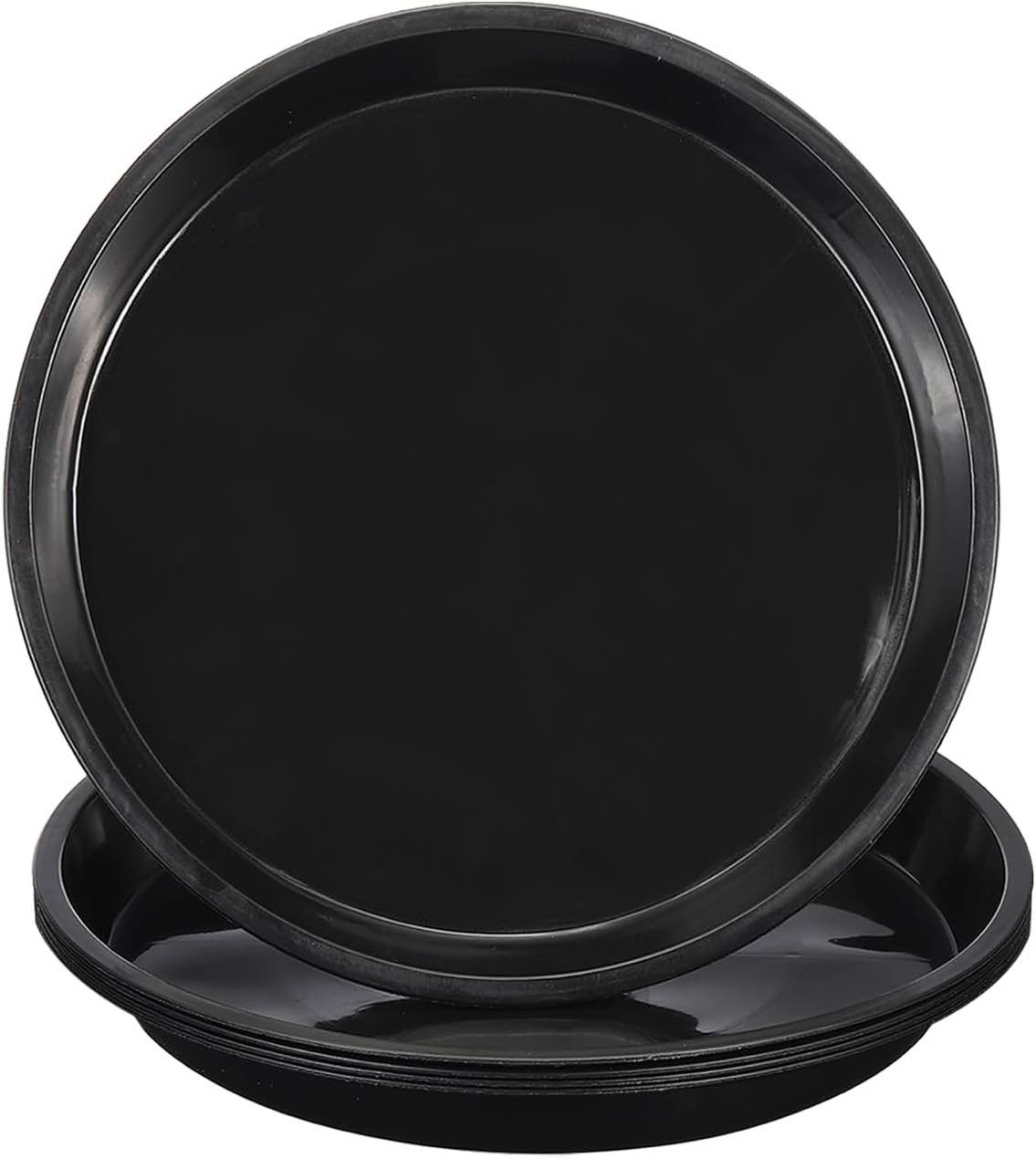 16 Pieces Plant Tray Plastic Plant Dish Round Thick Planter Trays and Saucers Sturdy Potted Plant Trays Black Flower Saucers for Indoor and Outdoor Plants Home Garden (14.2 Inches in Top Size)