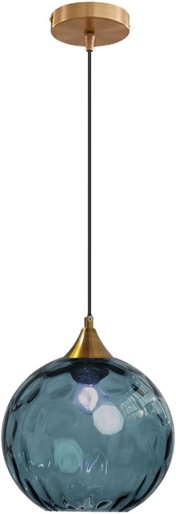 7.8 Inches Navy Blue Glass Globe Pendant Lights Fixtures E26 Modern Farmhouse Glass Ball Pendant Lighting with Gold Brass Finish (Navy Blue)