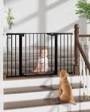 Cumbor 29.7-51.5" Baby Gate Extra Wide, Safety Dog Gate for Stairs, Easy Walk Thru Auto Close Pet Gates for The House, Doorways, Child Gate Includes 4 Wall Cups,Silver, Mom's Choice Awards Winner