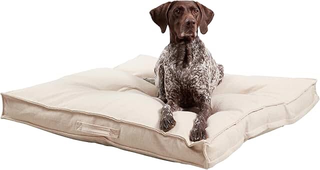 Happy Hounds Milo Square Tufted Pillow Dog Bed- Cream- Large (40 x 40 in.)