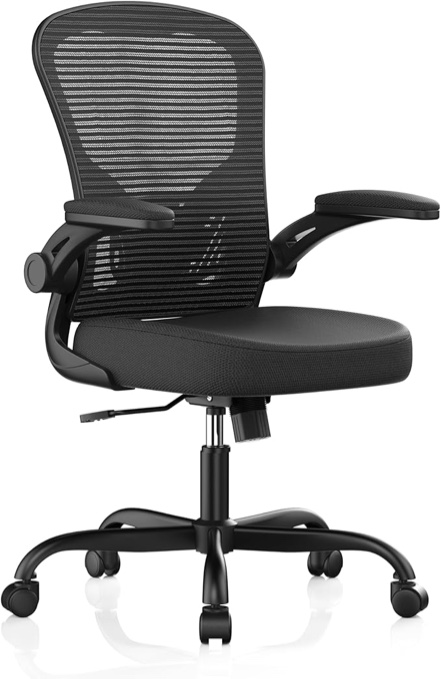 Office Chair, Ergonomic Desk Chairs 330LBS Capacity High Back Mesh Computer Chair with Flip-up Armrests, Comfy Work with Adjustable Lumbar Support, Rolling Swivel Executive Task Chair Black