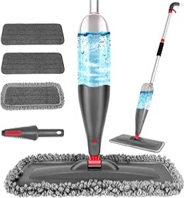 Spray Mop for Floor Cleaning with 3pcs Washable Pads - Wet Dry Microfiber Mop with 800 ml Refillable Bottle for Kitchen Wood Floor Hardwood Laminate Ceramic Tiles Floor Dust Cleaning