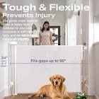 Cumbor 55" Wide Retractable Baby Gates for Stairs, Mom's Choice Award-Mesh Pet Gate for Dogs, Puppy Safety Essential Fit for Baseboards, Toddler Gates for Doorways, Hallways, Indoor & Outdoor, White