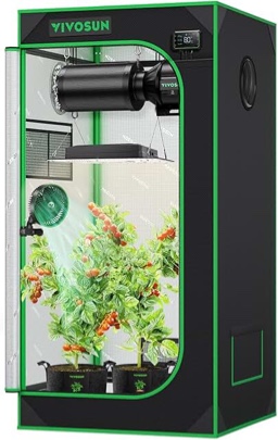 VIVOSUN S224 2x2 Grow Tent, 24"x24"x48" High Reflective Mylar with Observation Window and Floor Tray for Hydroponics Indoor Plant for VS1000