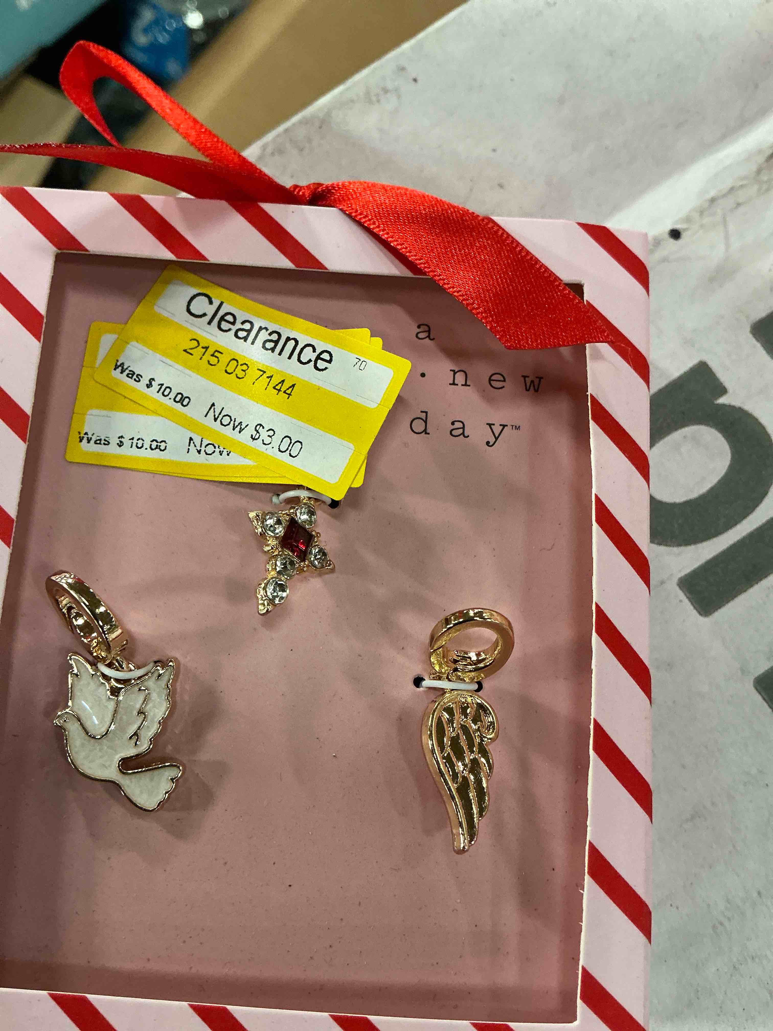 Angel Cross and Wing Charm Necklace Set 3pc - A New Day™ Gold