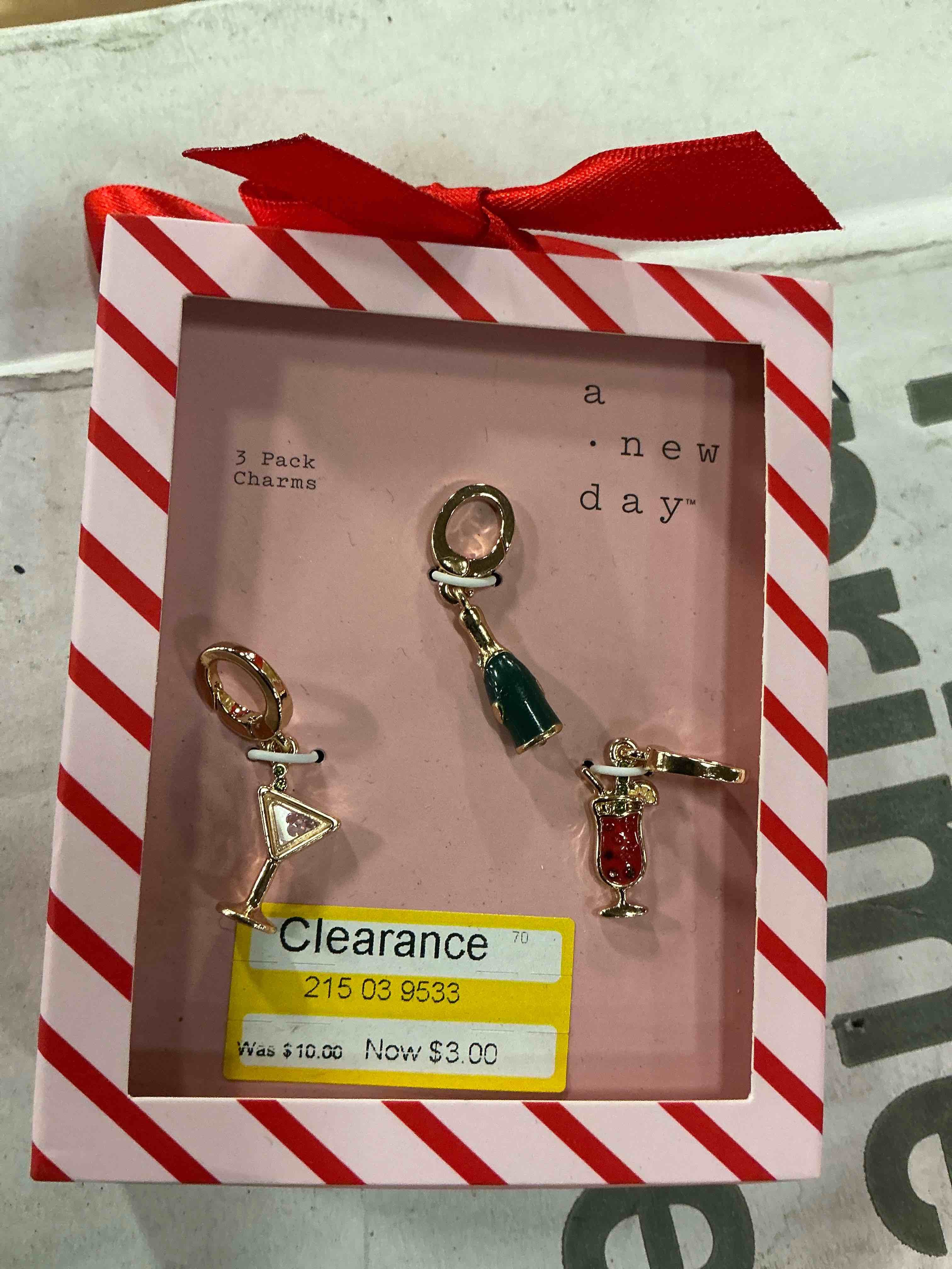 Martini Champagne Bottle and Glass Charm Necklace Set 3pc - A New Day™ Gold