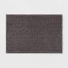 17"x24" Chunky Chenille Cushion Foam Bath Rug Dark Gray - Room Essentials™: Tufted Polyester, Machine Washable
