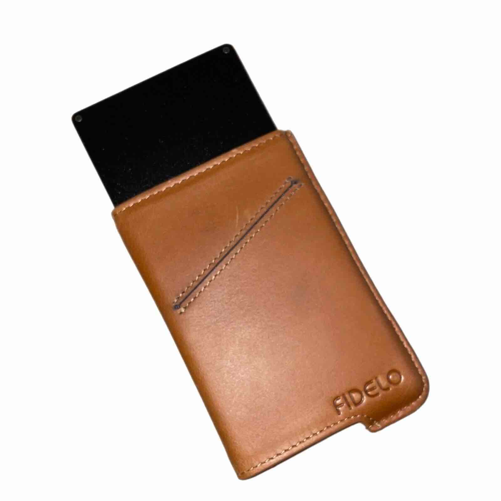 Fidelo Minimalist Wallets for Men, Card Wallet - Hybrid RFID Brown Leather Brown 