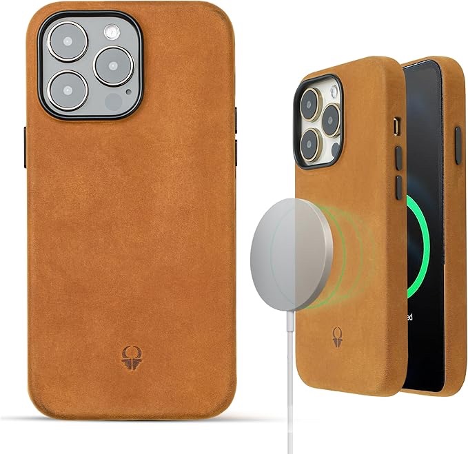 DONBOLSO Leather Case for iPhone 14 Pro Max - Classic Leather with Anti-Scratch Microfiber Lining