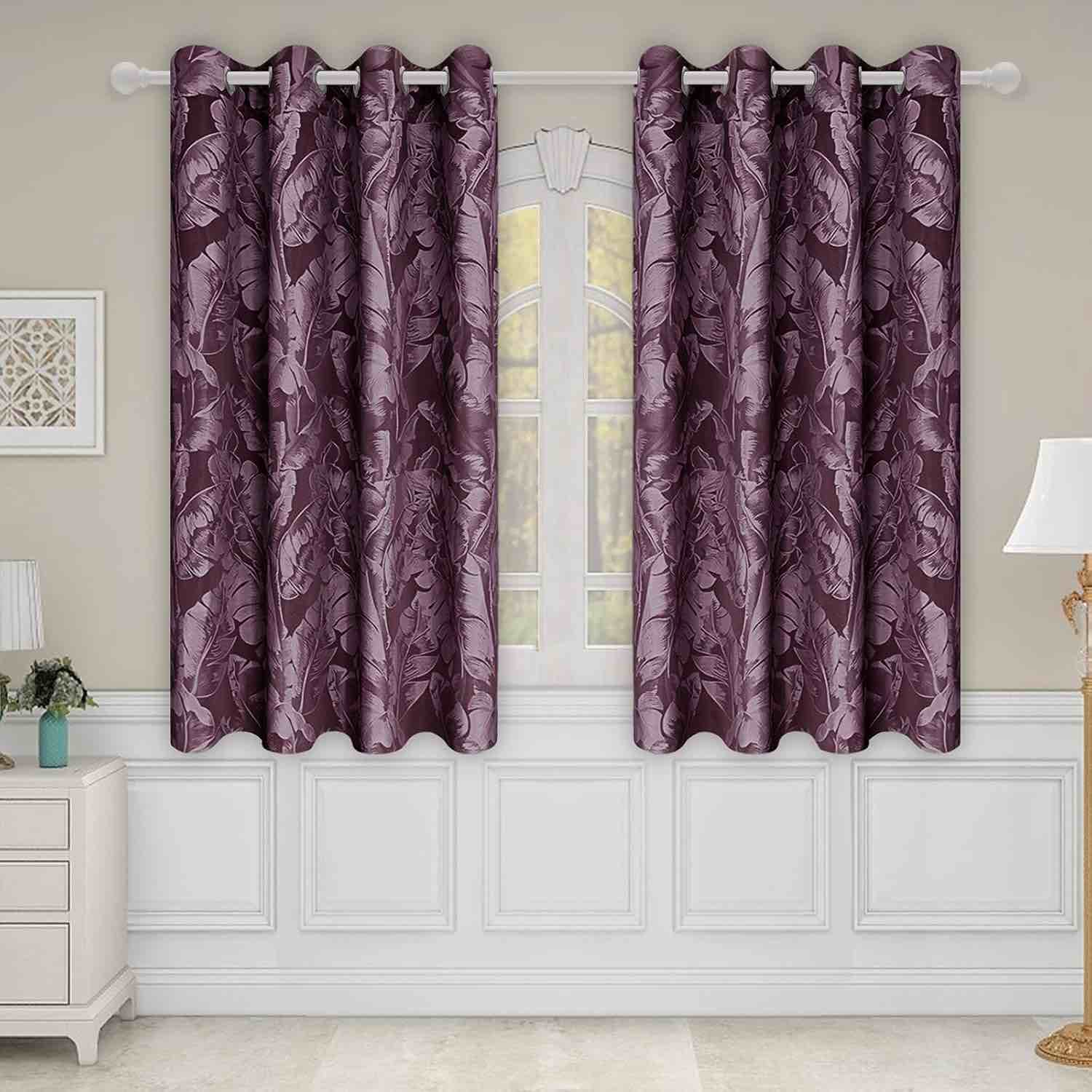 Easy-Going Jacquard Leaf Pattern Curtains, Double Layer Blackout Curtains for Bedroom, Luxurious Noise Reducing Thick Window Drapes, 2 Panels, 52x63 in, Beige 52"W x 63"L (Pack of 2) Beige