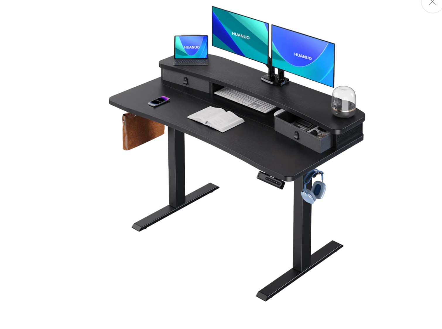 HUANUO Standing Desk with Riser & Drawers