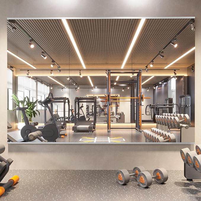 Home Gym Mirror, 56X24 Inch(Each)-3Pcs, Frameless Large Full Body Mirror Yoga Mirror, Tempered Glass Mirror, Full Length Wall Mounted Mirror for Gym, Yoga Studio, Bedroom, Dancing Studio