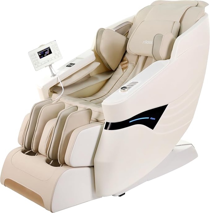 Massage Chair,2024 4D Massage Chairs Full Body Zero Gravity Shiatsu Massage Chairs Recliner with Wireless Charge,SL Track Airbag Yoga Stretch,Foot Roller,Touch Screen (White)