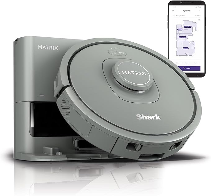 Shark RV2300S Matrix Self-Empty Robot Vacuum with No Spots Missed on Carpets & Hard Floors, Bagless 30 Day Capacity Base, Precision Home Mapping Perfect for Pet Hair, Wi-Fi, Black/Grey (Renewed