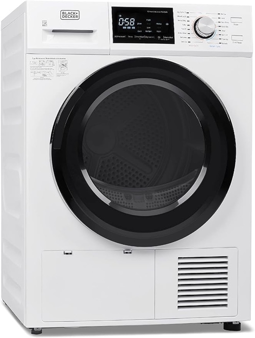BLACK+DECKER BDFH44M Heat Pump, 4.4 Cu. Ft. Electric Clothes Ventless Dryer Without Outside Exhaust, White