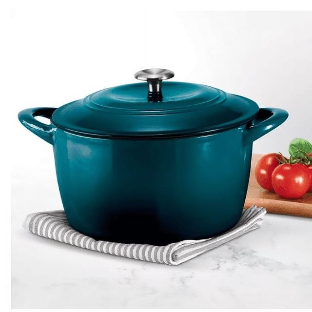 Tramontina 7 qt Enameled Cast Iron Dutch Oven with Lid, Peacock