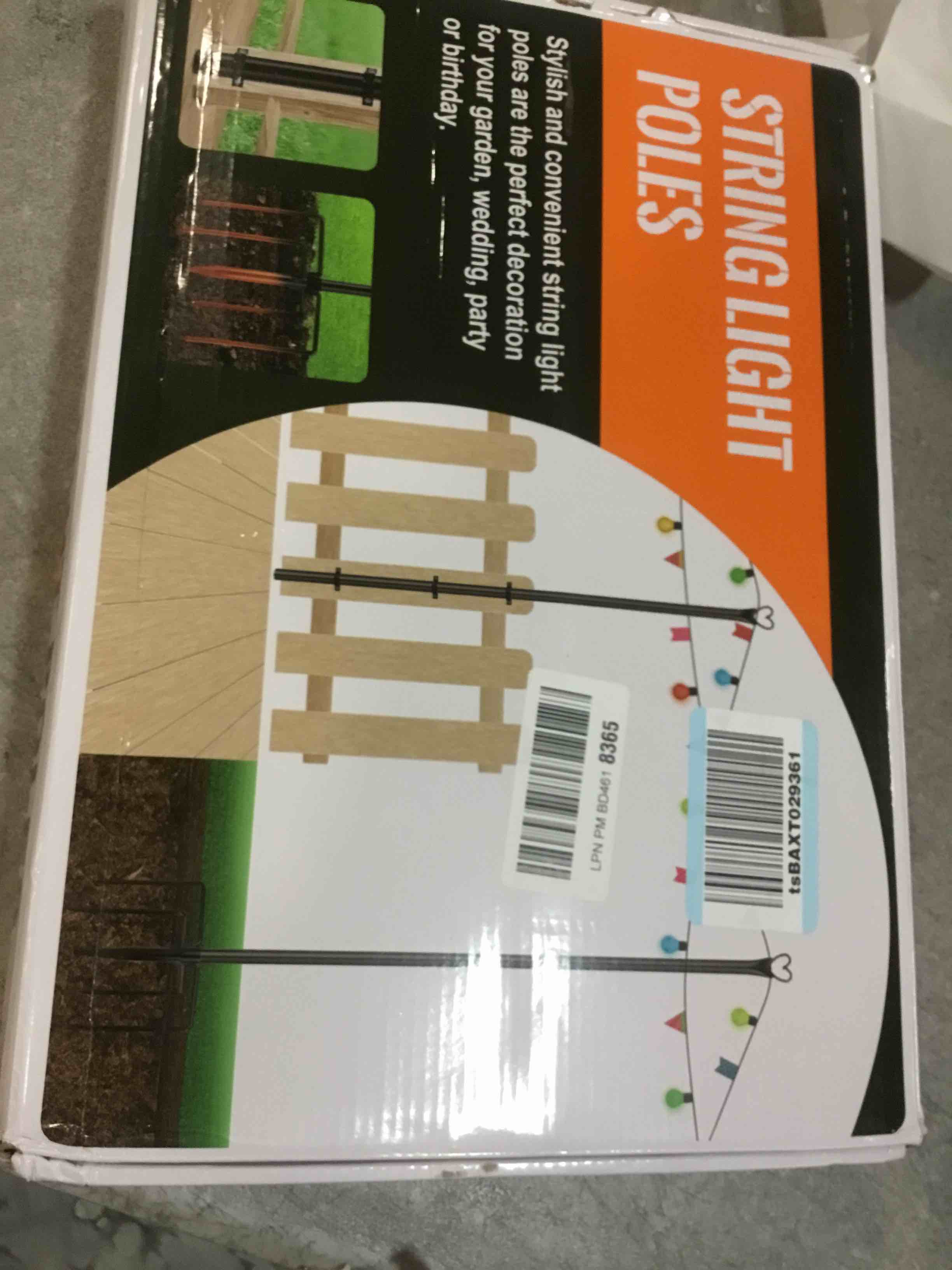 Condition photo showing Good Condition for Ottsuls 2 Pack String Light Poles, 10ft Lights Poles for Outside String Light, Outdoor Light Poles with 5 Prong Fork,Poles/Post/Stand for Patio,Backyard,Fence,Deck, Garden Wedding Decor