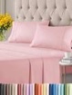 Mellanni 4 Piece 100% Cotton Bed Sheet Set, 400 Thread Count, Deep Pocket, Queen, Pink 