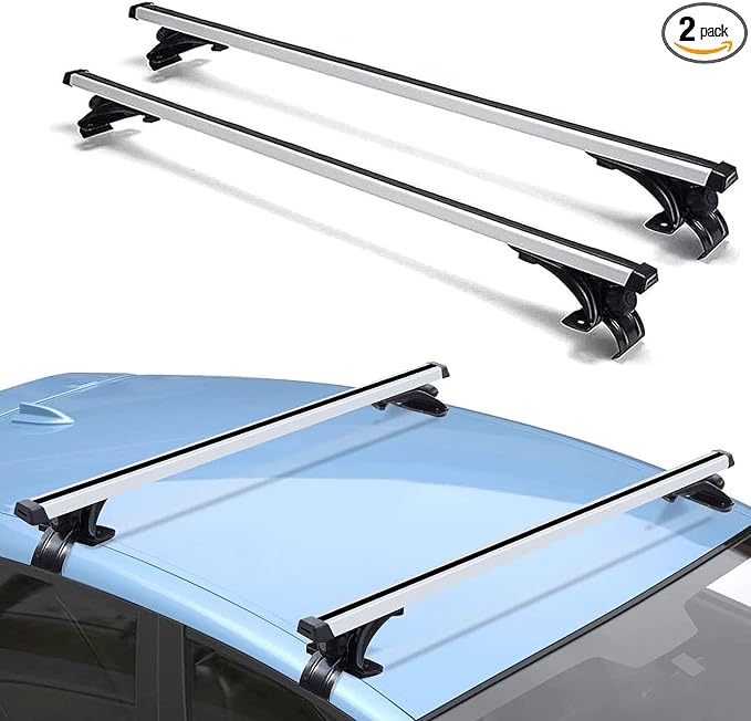Universal Roof Rack Adjustable 48" Cross Bars, Upgraded Aluminum Alloy Car Roof Rack Carrier Holders Brackets, for Ski Luggage Rack Kayak Bike Canoe Snowboard Cargo Basket,165LB/75KG Capacity