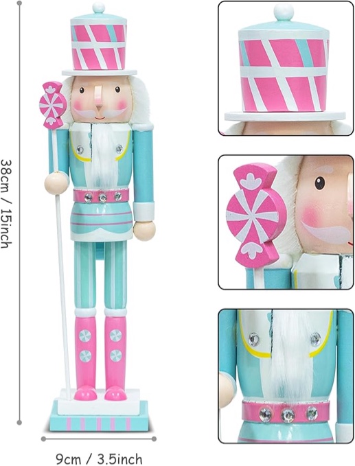 KI Store 4ft Chef Christmas Nutcracker Wooden Nutcracker Figurine Christmas Decorations for Front Door Christmas Tree Mantel Fireplace Kitchen Beige