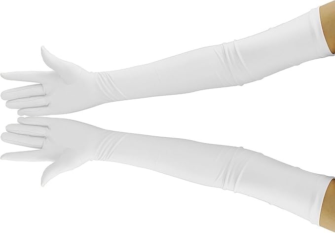 Women Opera White Gloves, Over Elbow, Size Unknown 