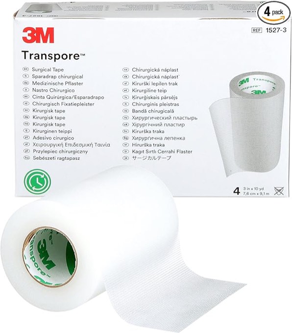 3M, TRANSPORE, 4 Rolls, 3” x 10 Yds