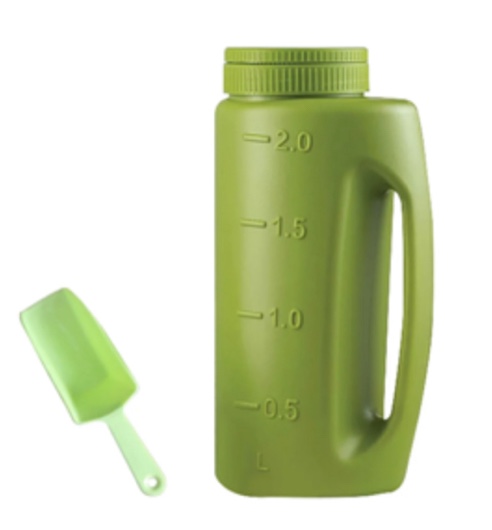 Alvena Handheld Spreader Plastic Adjustable Salt Bottle Sprayer for Seed Snow Ice Melt Earth Food with Spoon, Green 