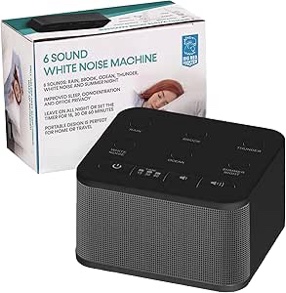 Big Red Rooster Sound Machine with 6 Sleep Sounds - Portable White Noise Machine for Office Privacy and Adults Sleeping - Compact Noise Sound Machine for Travel or Home - Dual Power Options - Black