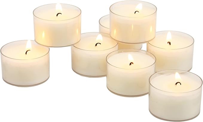 Small Candles, Clear Base, 12 Pack, 2” Diameter