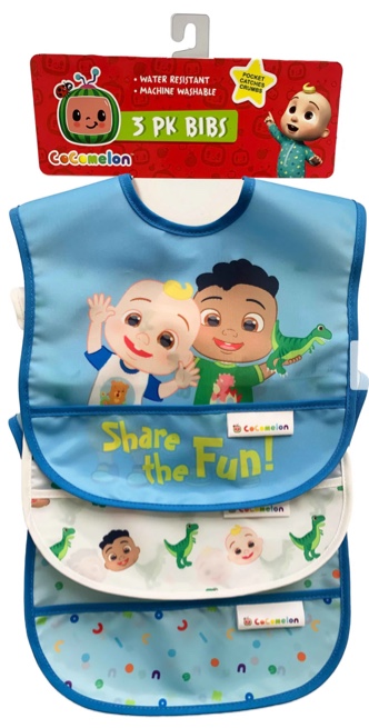 Cocomelon Wipeable Bibs - 3pk - Blue