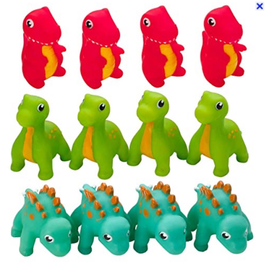 Kicko rubber dinosaur, 12 pcs, multicolor