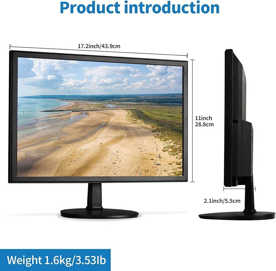 Condition photo showing As Is for 19" 1440x900 PC Monitor Office Monitor HDMI VGA LED Desktop Display Dual Speakers,60Hz,5ms,VESA Mounting,Wide Viewing Angle 170°,Brightness 300cd/m²,Tilt Adjust,Business Computer Screen