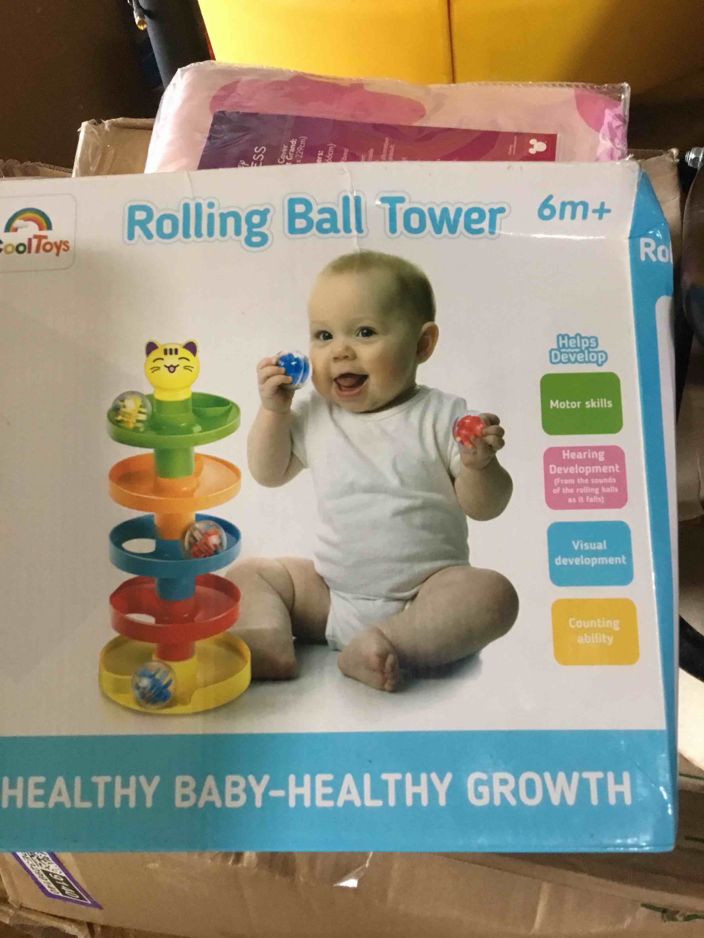 5 layer ball drop and roll swirling tower for baby and toddler development educational toys | stack, drop and go ball ramp toy set includes 3 spinning acrylic activity balls with colorful beads