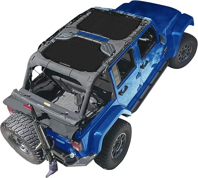 Alien Sunshade Jeep Wrangler JKU Black (2007-2018) Front & Rear Mesh Sun Shade for JK Unlimited, Blocks UV, Wind, Noise, Jeep Gifts, Bikini Jkini Top Cover for Sport, Sport S, Sahara, Rubicon