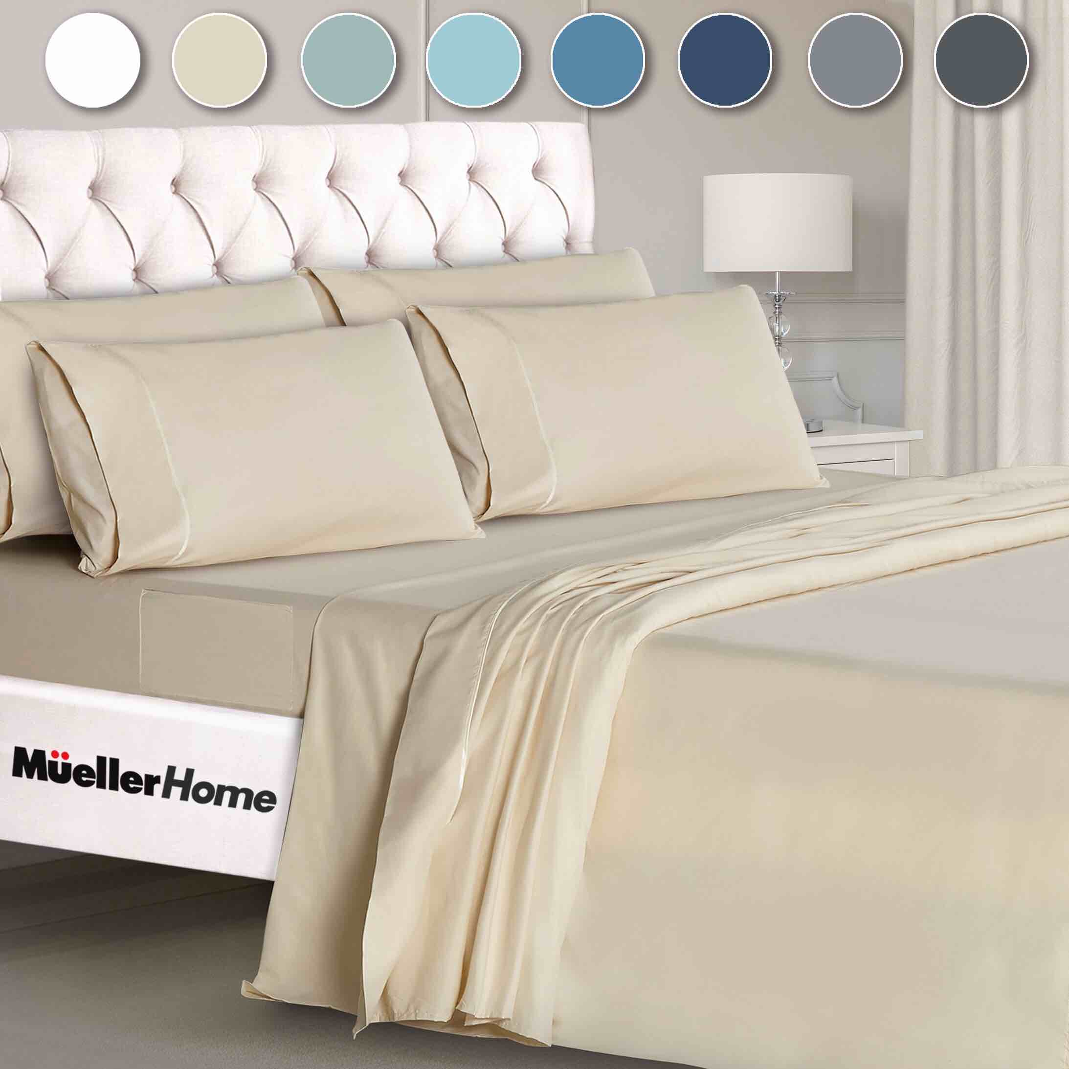 Mueller Home Premium Hotel Collection 6-Piece Full Sheet Set – Cream