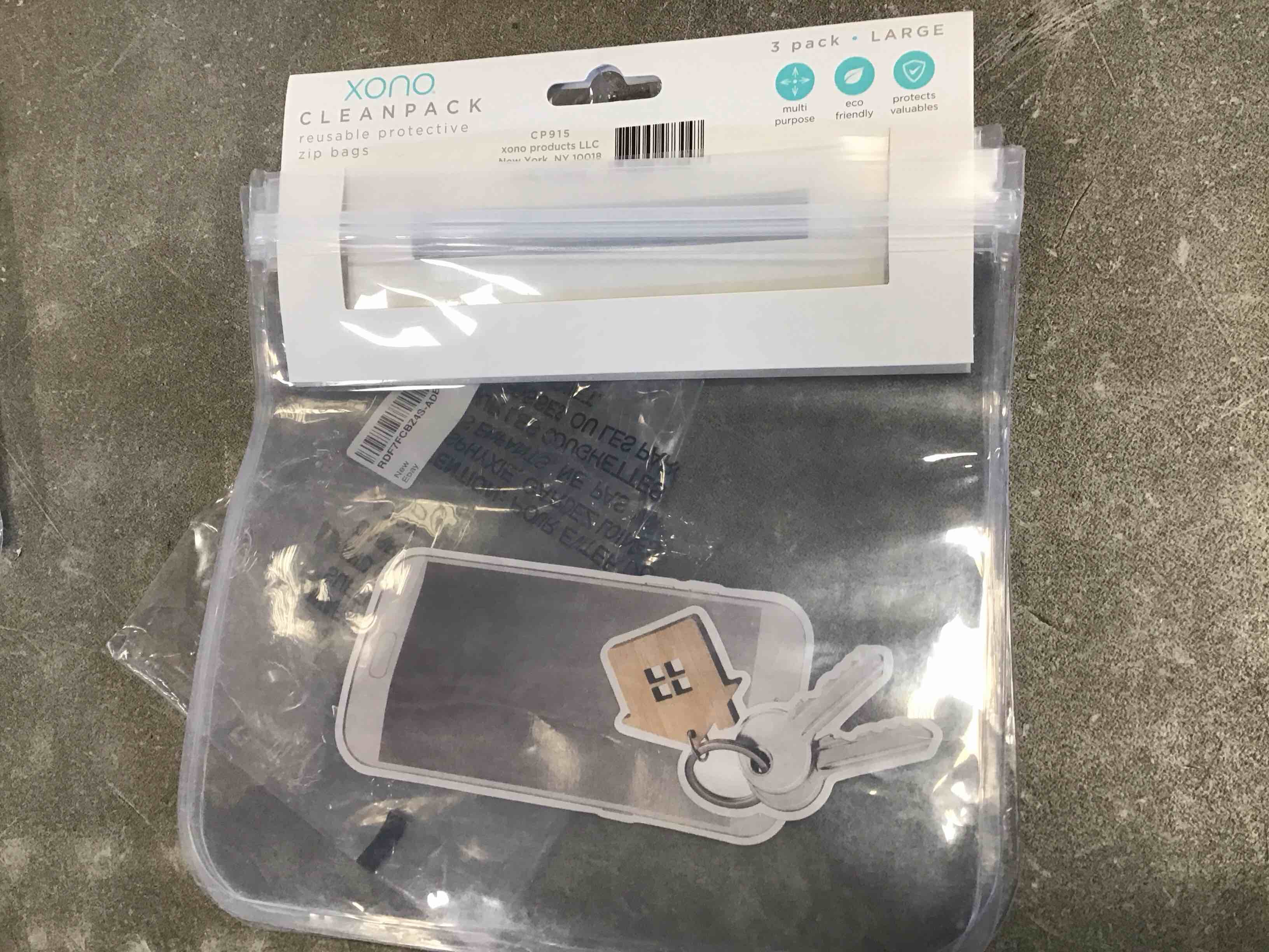 Xono  Clean Pack  Reusable Protective zip Bags 3 Pack Large 