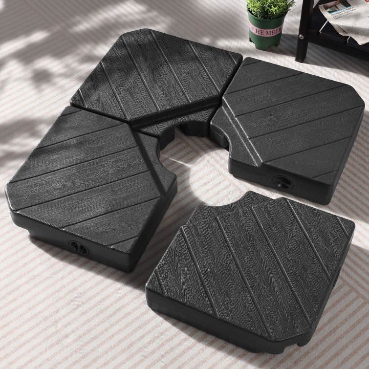 Black Learoy Heavy-Duty Patio Umbrella Base Plastic Free Standing Umbrella Base (Set of 4)