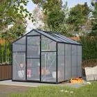 6 FT X 12 FT Walk-in Polycarbonate Greenhouse with Heavy-Duty Aluminum Frame, 1 Vent Window & Lockable Door for Outdoor, Patio, Backyard, and Garden Use