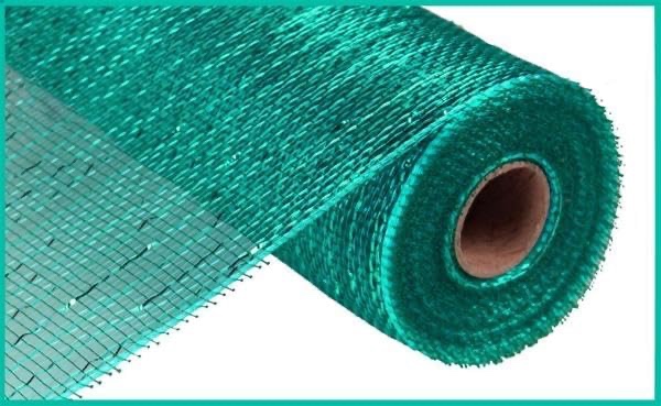 Deco Poly Mesh. Metallic Teal for Use of Creating Deco Mesh Wreaths 10 inch x 30 feet, RE130160