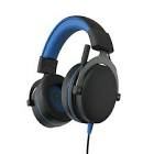 onn. PlayStation Wired Video Game Headset with 3.5mm Connector  Flip-to-Mute Mic  Cooling Gel Earpads and 50mm Speakers - Black and Blue