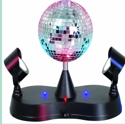 Lightahead LED Peak Due Rotating Mirror Disco Ball with 2 Adjustable LED Light Projector Lamps