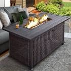 25" H x 48" W Aluminum Propane Outdoor Fire Pit Table with Lid