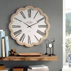 Wood Floral Shaped Decorative Wall Clock with Brown Scalloped Frame