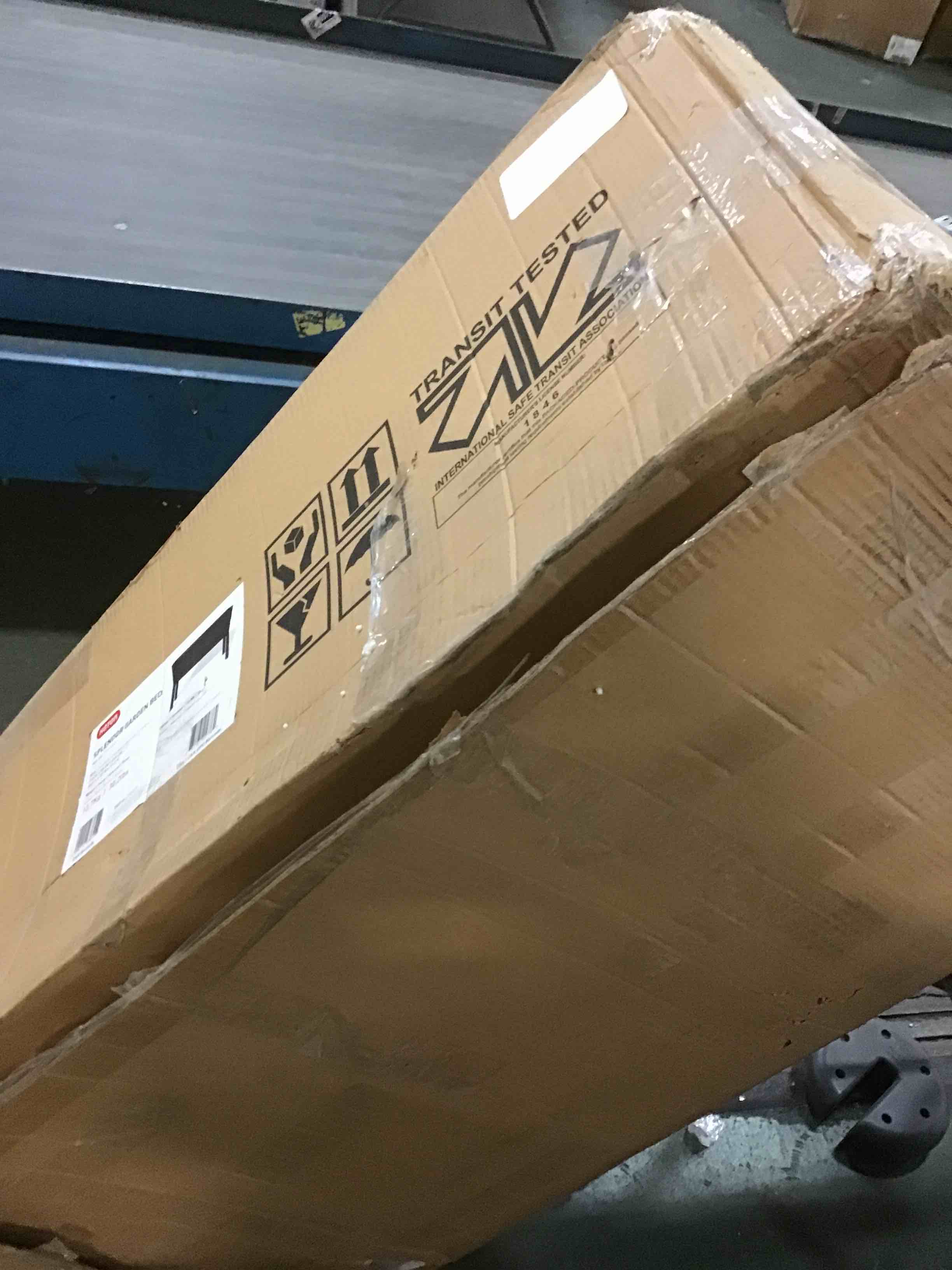 Condition photo showing As Is for Keter Splendor 31.7 Gallon Raised Garden Bed with Self Watering Planter Box and Drainage Plug-Perfect for Growing Fresh Vegetables, Flowers and Herbs, Brown