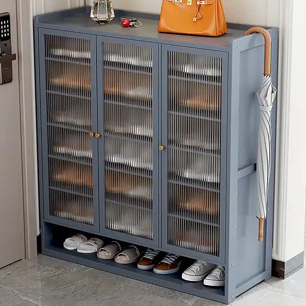 7 Tier Shoe Storage Rack Cabinet with Doors Freestanding